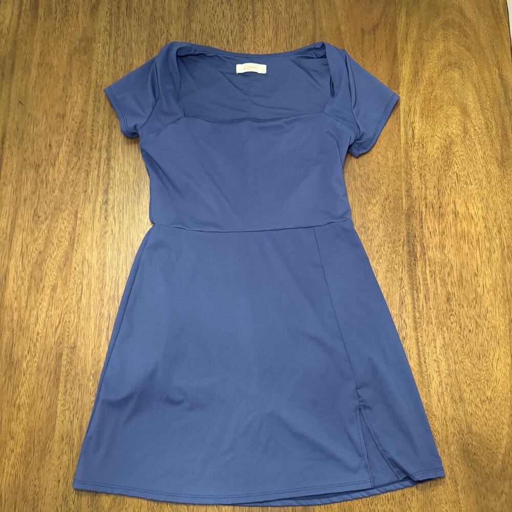 QINSEN Womens Large Square Neck Dress Built in Shorts & Pockets